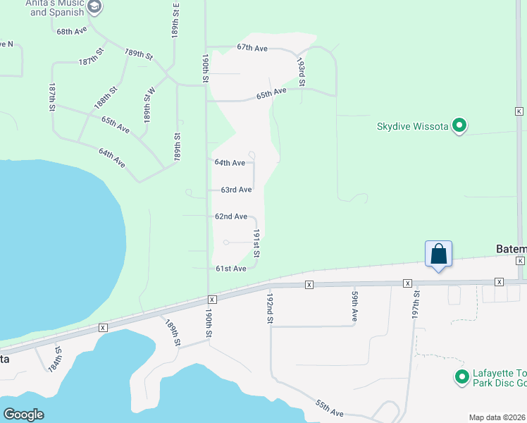 map of restaurants, bars, coffee shops, grocery stores, and more near 19094 62nd Avenue in Chippewa Falls