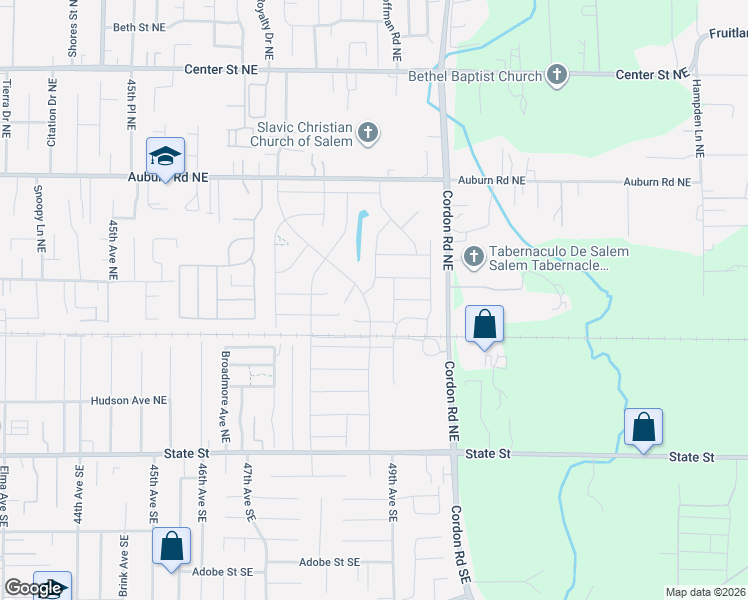 map of restaurants, bars, coffee shops, grocery stores, and more near 364 Greencrest Street Northeast in Salem