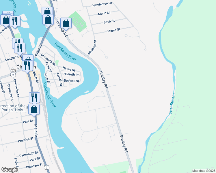 map of restaurants, bars, coffee shops, grocery stores, and more near 88 Bradley Road in Milford