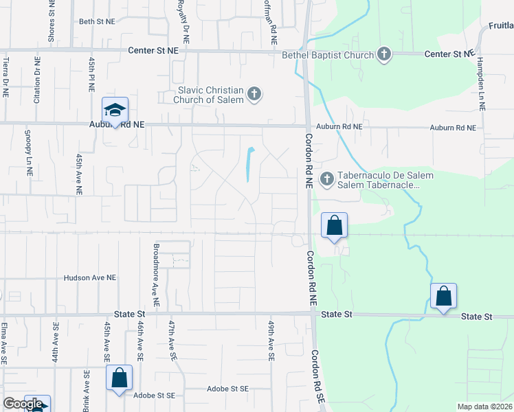 map of restaurants, bars, coffee shops, grocery stores, and more near 372 Greencrest Street Northeast in Salem