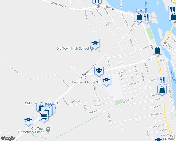 map of restaurants, bars, coffee shops, grocery stores, and more near 265 Stillwater Avenue in Old Town