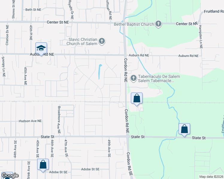 map of restaurants, bars, coffee shops, grocery stores, and more near 4953 Marr Avenue Northeast in Salem