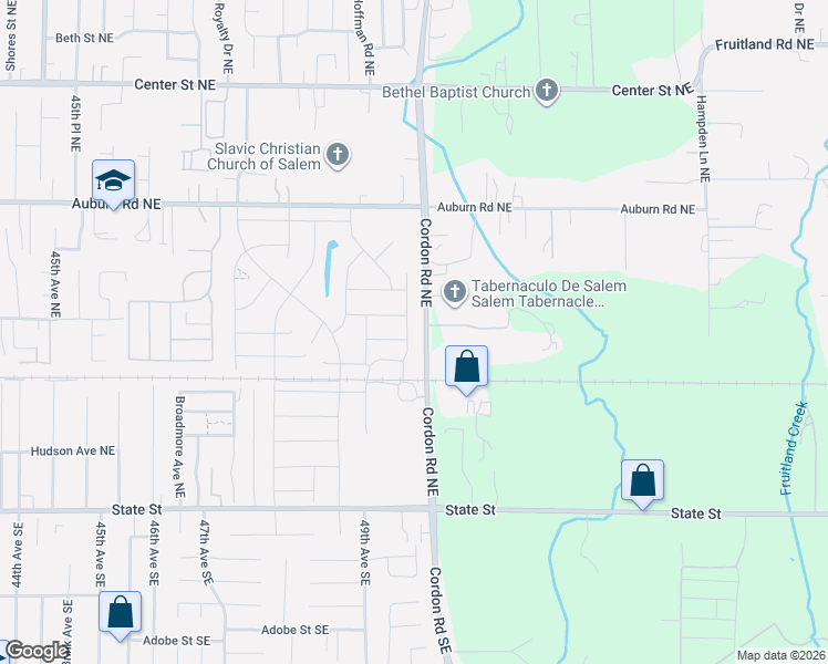 map of restaurants, bars, coffee shops, grocery stores, and more near 317-403 Cordon Rd NE in Salem