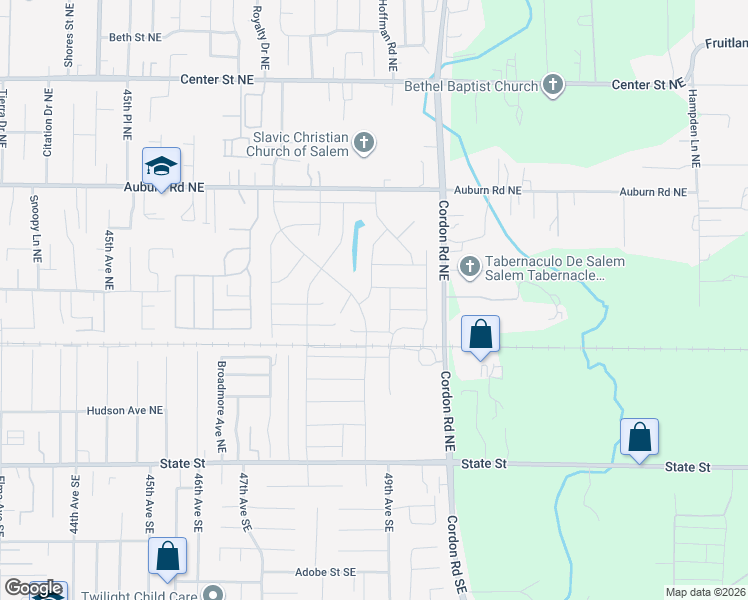 map of restaurants, bars, coffee shops, grocery stores, and more near 388 Pietro Street Northeast in Salem