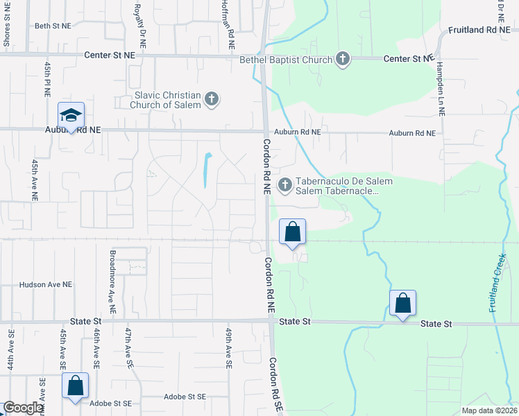 map of restaurants, bars, coffee shops, grocery stores, and more near 317-403 Cordon Rd NE in Salem