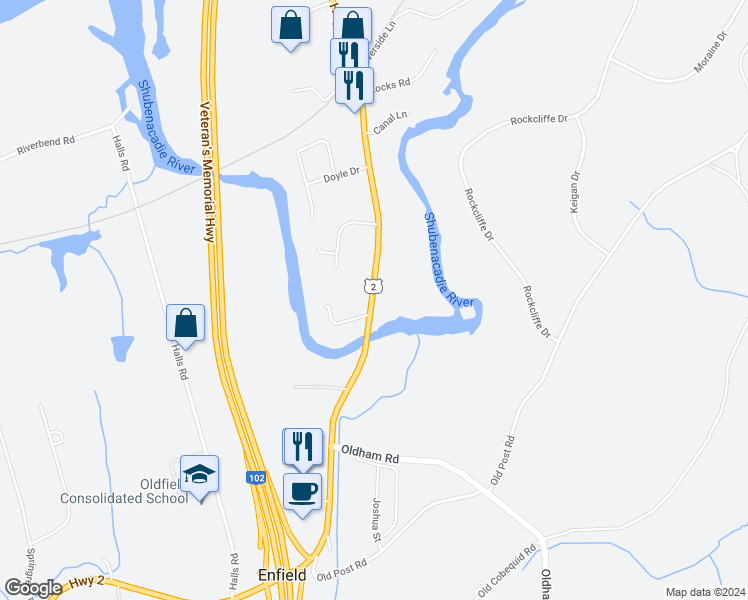 map of restaurants, bars, coffee shops, grocery stores, and more near 111 Nova Scotia 2 in Enfield