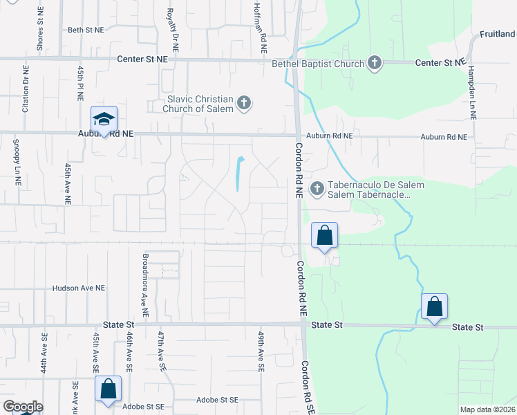 map of restaurants, bars, coffee shops, grocery stores, and more near 4938 Dilling Avenue Northeast in Salem