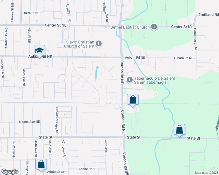 map of restaurants, bars, coffee shops, grocery stores, and more near 4962 Dilling Avenue Northeast in Salem