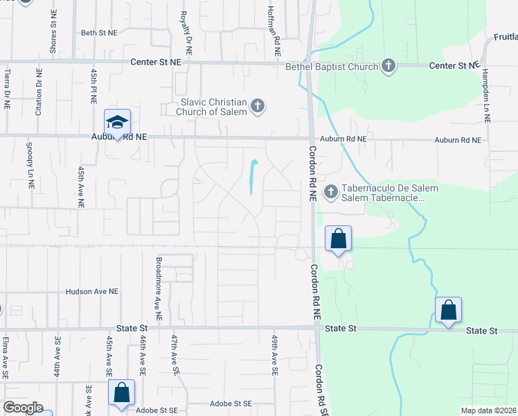 map of restaurants, bars, coffee shops, grocery stores, and more near 403 Pietro Street Northeast in Salem