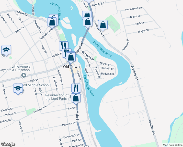 map of restaurants, bars, coffee shops, grocery stores, and more near 21 Union Street in Old Town
