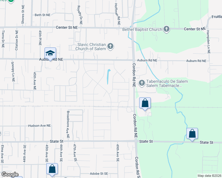 map of restaurants, bars, coffee shops, grocery stores, and more near 411 Pietro Street Northeast in Salem