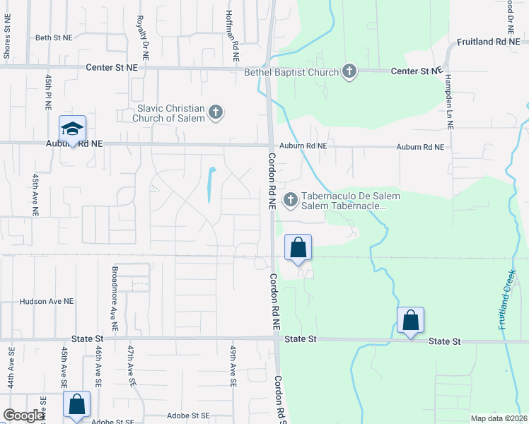 map of restaurants, bars, coffee shops, grocery stores, and more near 400 Cordon Road Northeast in Salem