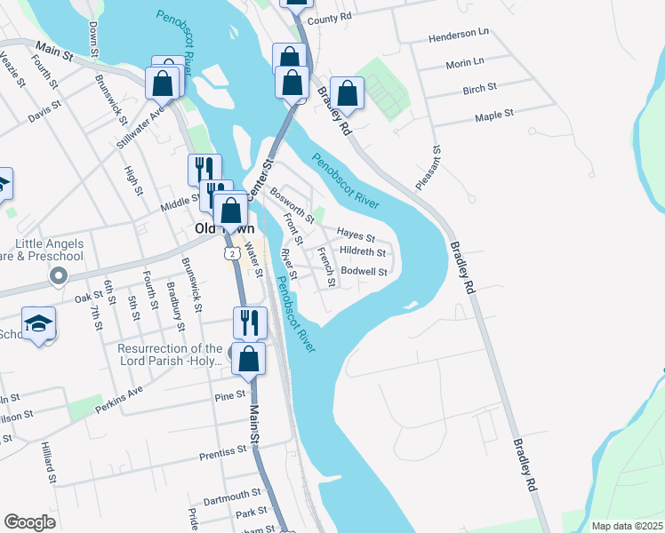 map of restaurants, bars, coffee shops, grocery stores, and more near 101 Bosworth Street in Old Town