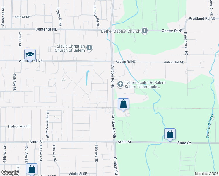 map of restaurants, bars, coffee shops, grocery stores, and more near 400 Cordon Road Northeast in Salem