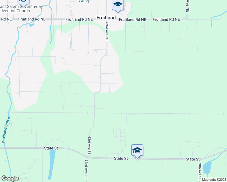 map of restaurants, bars, coffee shops, grocery stores, and more near 402 63rd Avenue Northeast in Salem