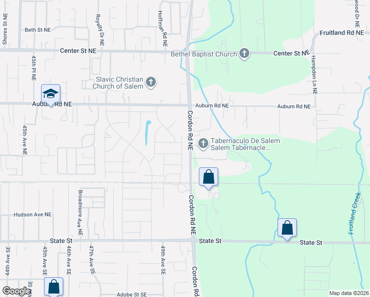 map of restaurants, bars, coffee shops, grocery stores, and more near 400 Cordon Road Northeast in Salem