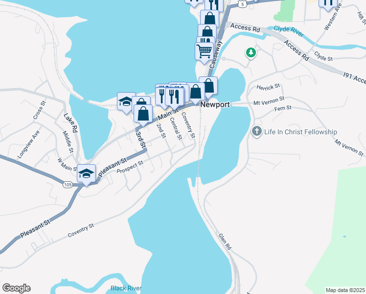 map of restaurants, bars, coffee shops, grocery stores, and more near 143 2nd Street in Newport