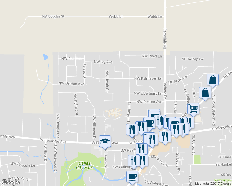 map of restaurants, bars, coffee shops, grocery stores, and more near 334 Northwest Heath Court in Dallas