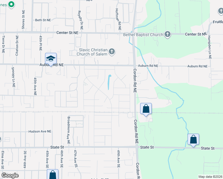 map of restaurants, bars, coffee shops, grocery stores, and more near 255 Cordon Road Northeast in Salem