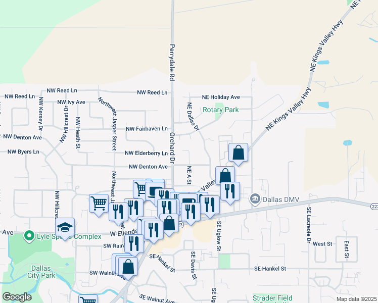 map of restaurants, bars, coffee shops, grocery stores, and more near 467 Northeast A Street in Dallas