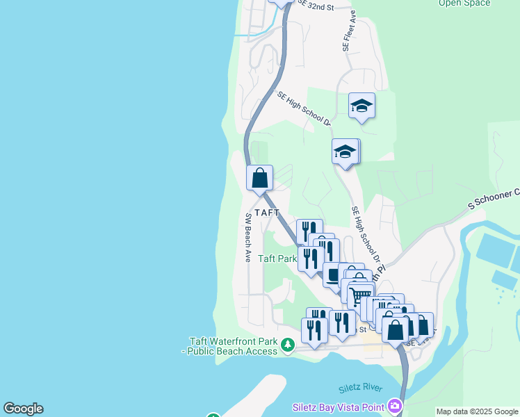 map of restaurants, bars, coffee shops, grocery stores, and more near 4239 Southwest Highway 101 in Lincoln City