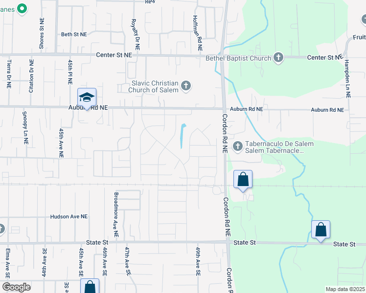 map of restaurants, bars, coffee shops, grocery stores, and more near 255 Cordon Road Northeast in Salem