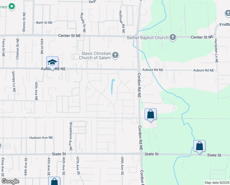 map of restaurants, bars, coffee shops, grocery stores, and more near 255 Cordon Road Northeast in Salem