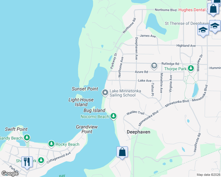 map of restaurants, bars, coffee shops, grocery stores, and more near 19350 Park Avenue in Wayzata