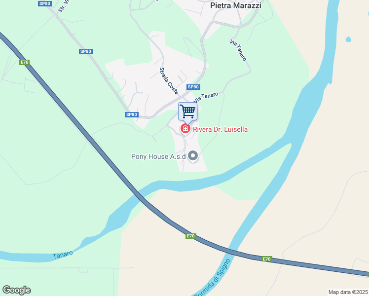 map of restaurants, bars, coffee shops, grocery stores, and more near 13 Via Guglielmo Pozzi in Pietra Marazzi