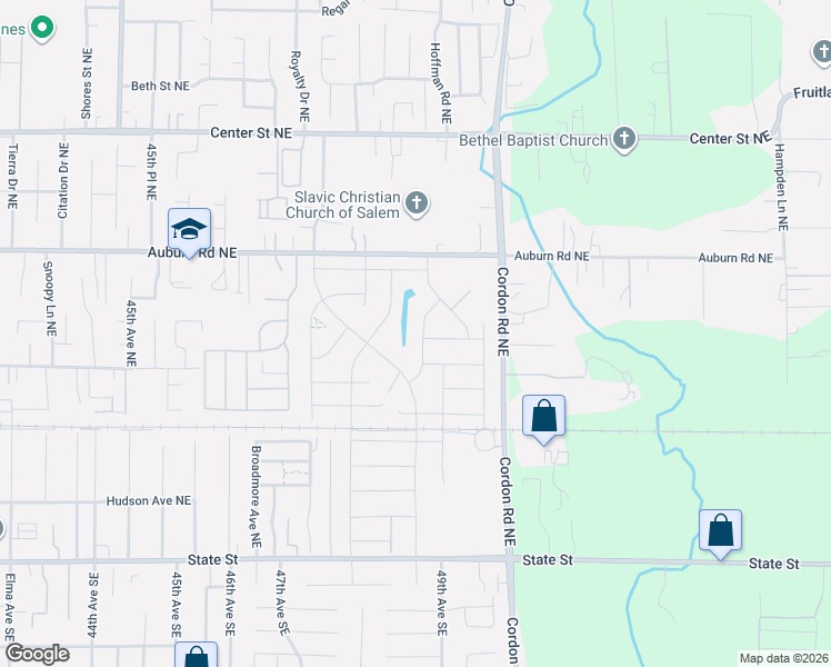 map of restaurants, bars, coffee shops, grocery stores, and more near 255 Cordon Road Northeast in Salem