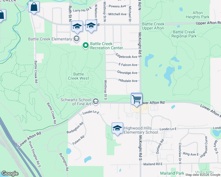 map of restaurants, bars, coffee shops, grocery stores, and more near 200 Winthrop Street South in Saint Paul