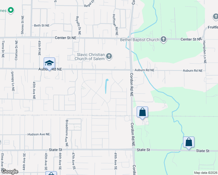map of restaurants, bars, coffee shops, grocery stores, and more near 255 Cordon Road Northeast in Salem