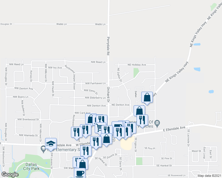 map of restaurants, bars, coffee shops, grocery stores, and more near 467 Northeast A Street in Dallas