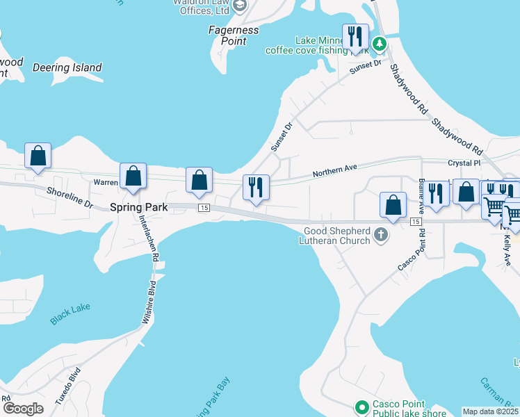 map of restaurants, bars, coffee shops, grocery stores, and more near 3942 Del Otero Avenue in Spring Park