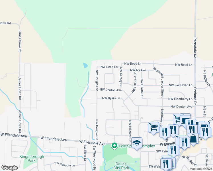 map of restaurants, bars, coffee shops, grocery stores, and more near 617 Northwest Eve Drive in Dallas