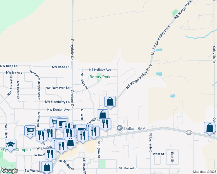 map of restaurants, bars, coffee shops, grocery stores, and more near 389 Northeast Evergreen Court in Dallas
