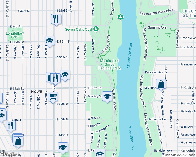 map of restaurants, bars, coffee shops, grocery stores, and more near 3712 48th Avenue South in Minneapolis