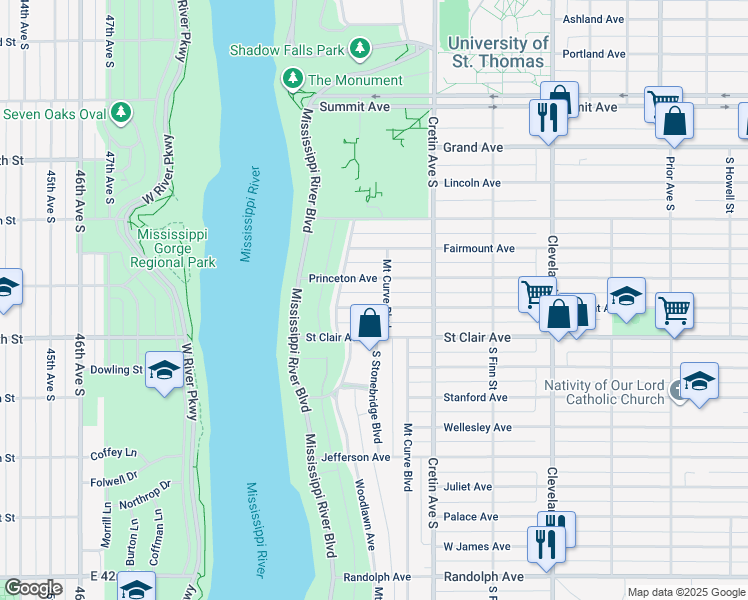 map of restaurants, bars, coffee shops, grocery stores, and more near 2237 Sargent Avenue in Saint Paul
