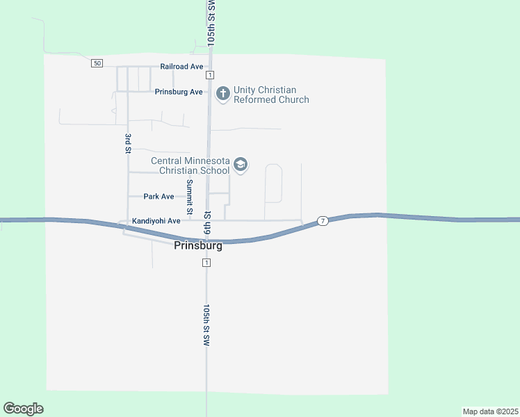 map of restaurants, bars, coffee shops, grocery stores, and more near 101 Elm Grove Lane in Prinsburg