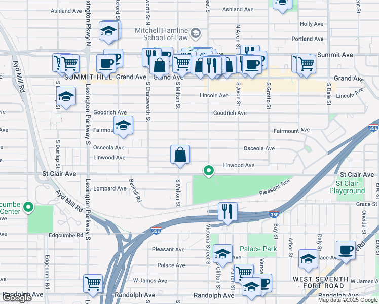 map of restaurants, bars, coffee shops, grocery stores, and more near 898 Osceola Avenue in Saint Paul