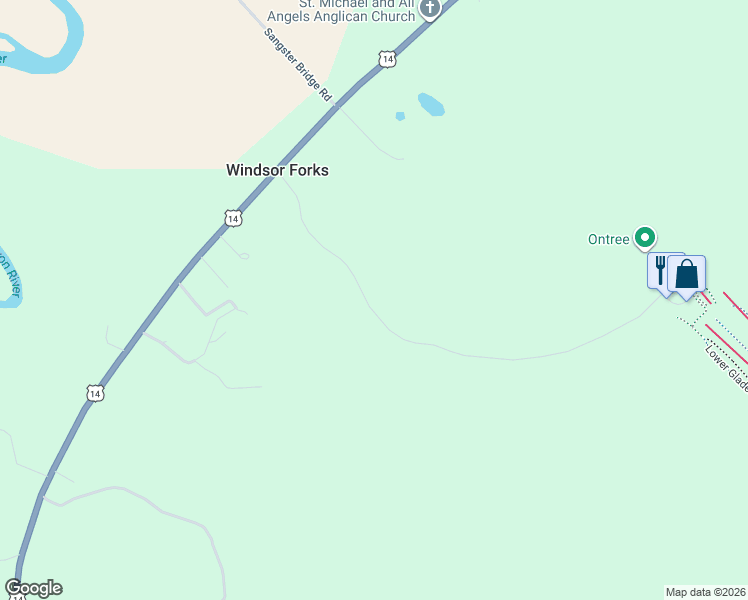 map of restaurants, bars, coffee shops, grocery stores, and more near 129 Ski Martock Road in Windsor