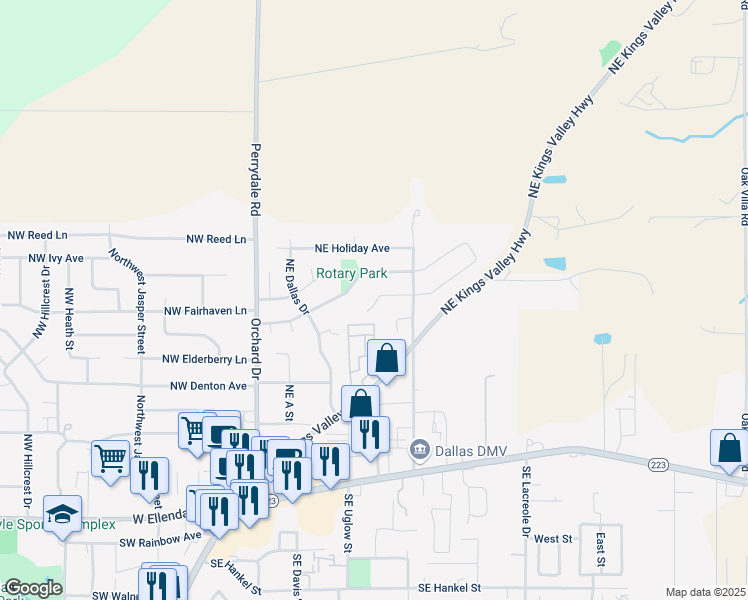 map of restaurants, bars, coffee shops, grocery stores, and more near 389 Northeast Evergreen Court in Dallas