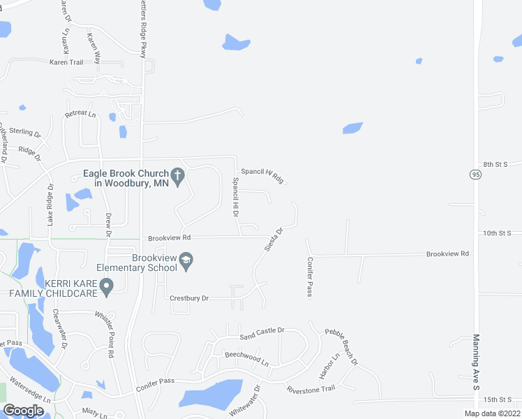 map of restaurants, bars, coffee shops, grocery stores, and more near 11470 Brookview Road in Woodbury