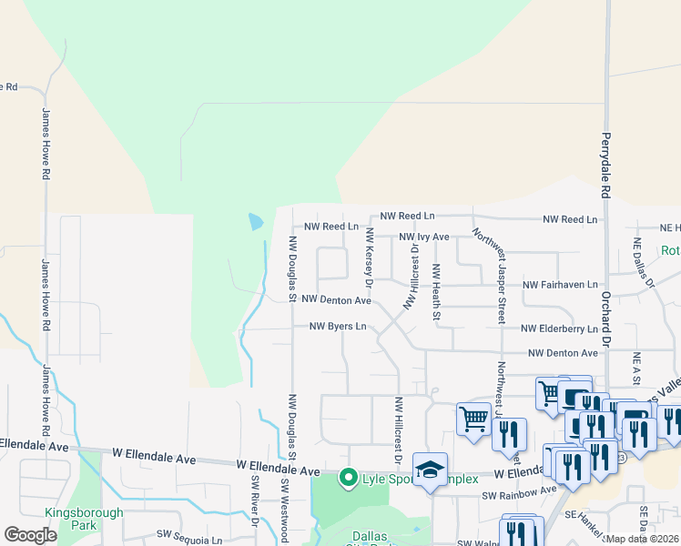 map of restaurants, bars, coffee shops, grocery stores, and more near 617 Northwest Eve Drive in Dallas