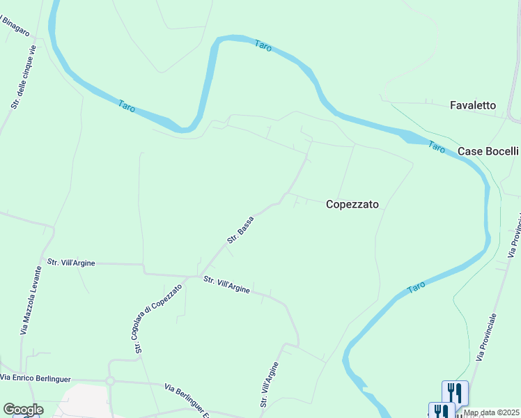 map of restaurants, bars, coffee shops, grocery stores, and more near 3 Strada Bassa in Provincia di Parma