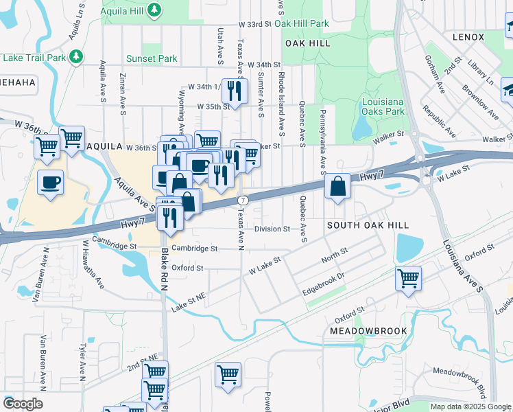 map of restaurants, bars, coffee shops, grocery stores, and more near 3735 Sumter Avenue South in Minneapolis