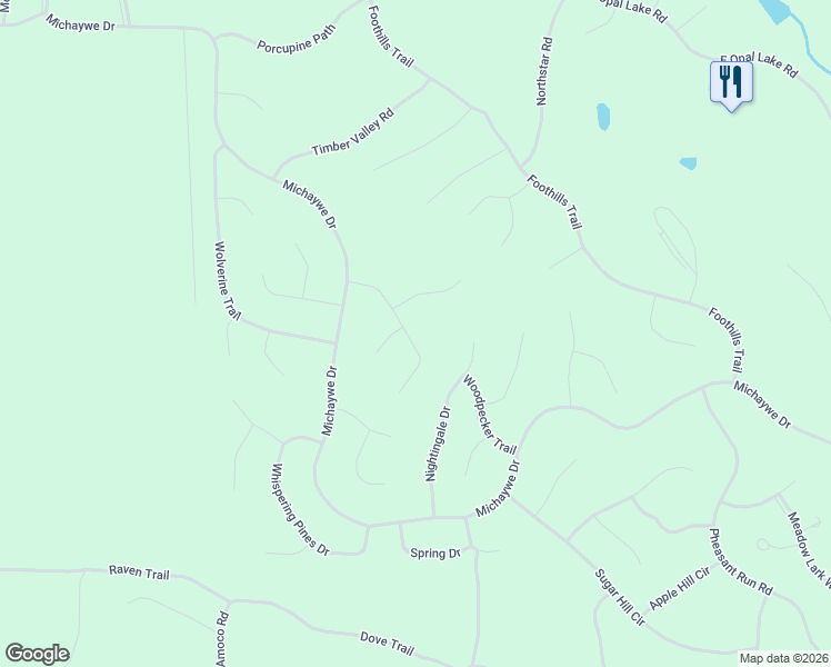 map of restaurants, bars, coffee shops, grocery stores, and more near 901-999 Shaggy Bark Court in Gaylord