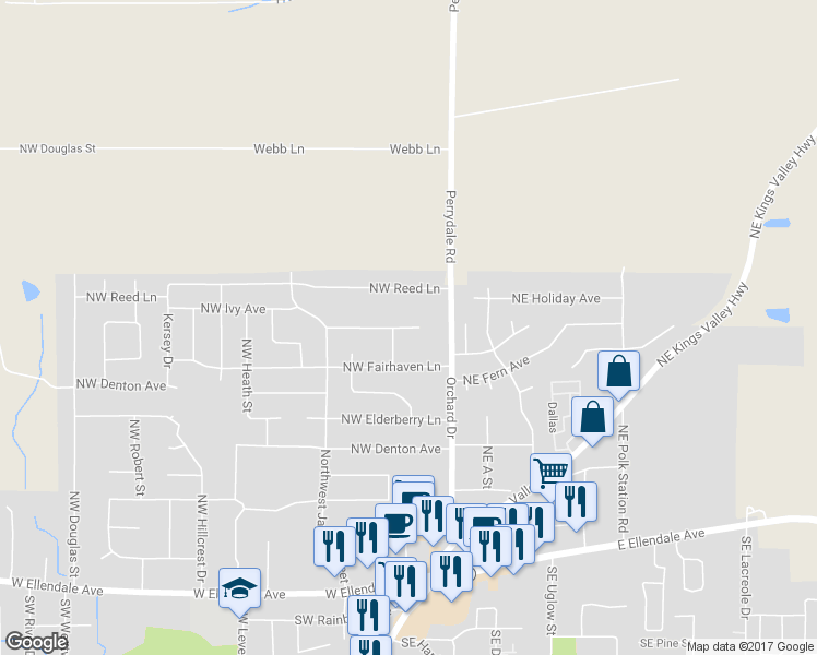 map of restaurants, bars, coffee shops, grocery stores, and more near 132 Northwest Howard Lane in Dallas