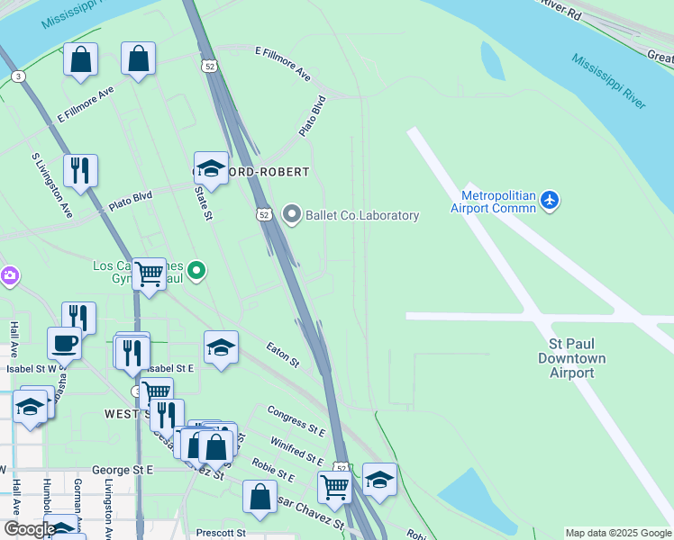 map of restaurants, bars, coffee shops, grocery stores, and more near 320 Chester Street in Saint Paul