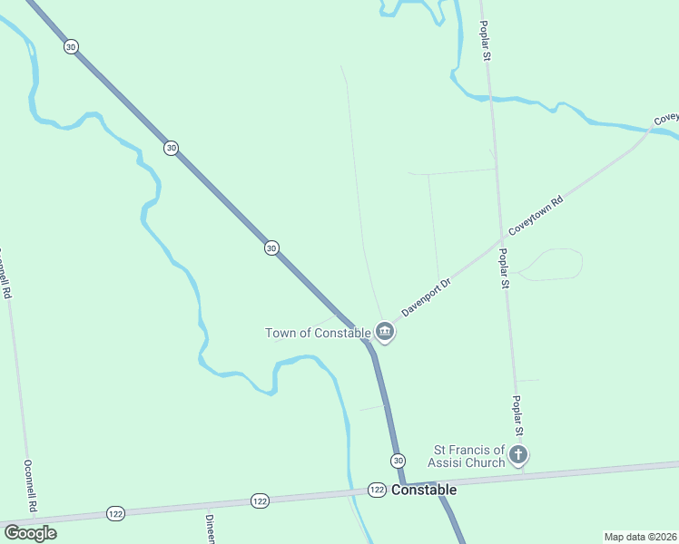 map of restaurants, bars, coffee shops, grocery stores, and more near 16008 New York 30 in Constable